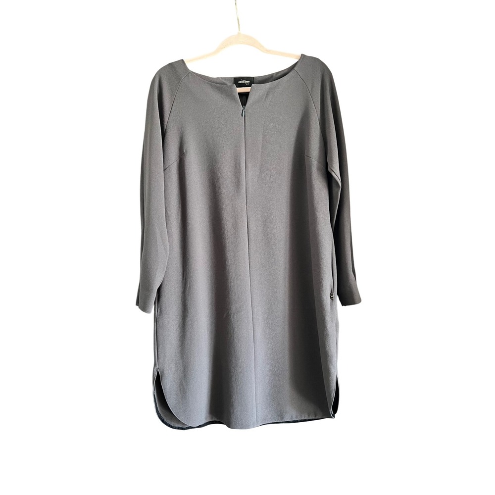 ottod'Ame Essence Gray Long Sleeve Dress Minimalist Pocket Detail